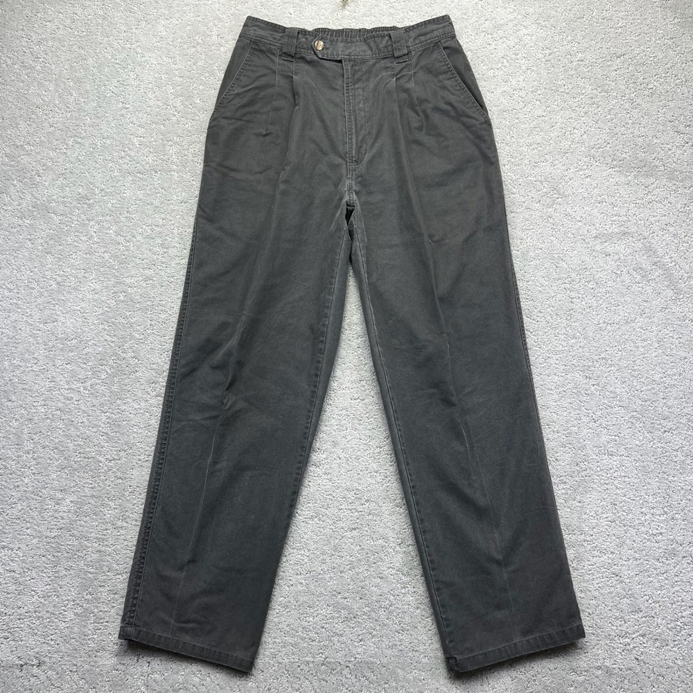 VINTAGE Bugle Boy Co Chino Pants Mens 32x30 Charcoal Grey Pleated Casual Basics